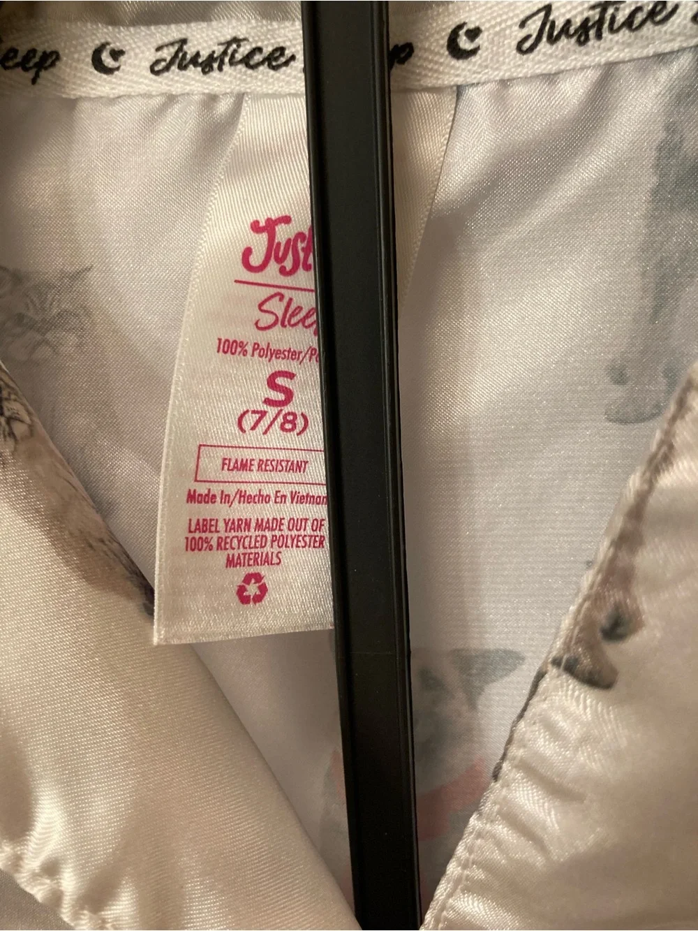 Justice Cream Satin Pajama Set with Red and Teal Dog Accents